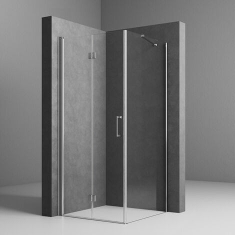 Duschkabine 120 x 80 x 195 cm Falttür mit Seitenwand 180º Falttürkabine 6mm NANO Beschichtung ESG Glas Eckig Drehfalttür Duschabtrennung Dusche Duschwand (1/5)
