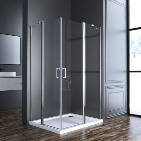 Boromal Duschabtrennung Eckeinstieg 75x75cm Duschkabine NANO Glas Dusche Duschwand