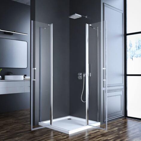 Boromal Duschabtrennung Eckeinstieg 75x75cm Duschkabine NANO Glas Dusche Duschwand