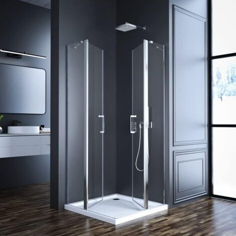Boromal Duschabtrennung Eckeinstieg 75x75cm Duschkabine NANO Glas Dusche Duschwand