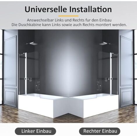 Duschwand Für Badewanne 100x140 Cm – Faltbar, ESG-Sicherheitsglas Mit Nano-Beschichtung