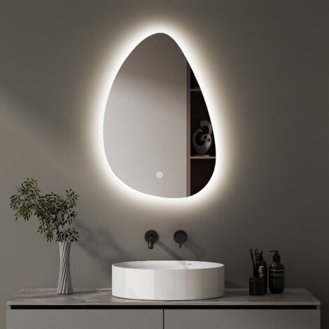 BD-Baode Asymmetrischer LED-Badspiegel Mit 3 Lichtfarben - 62x90 Cm - Touch-Bedienung - Dimmbar