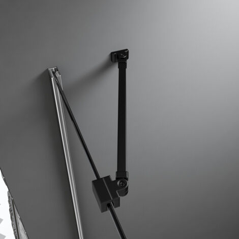 Boromal Haltestange für Duschwand Stabilisator Haltestange mit Winkel Flexibel 180°Drehbar für Glasstärke 6-8mm Stabilisierungsstange für Walk-in Dusche Duschwände, Schwarz, 50cm