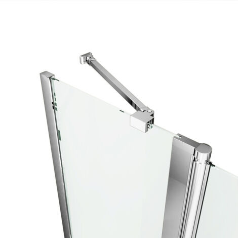 Boromal Haltestange für Duschwand 500mm Stabilisator Haltestange mit Winkel Flexibel 180° Drehbar für Glasstärke 6-8mm Stabilisierungsstange für Dusche Walk-in Duschwände, 2 Stück