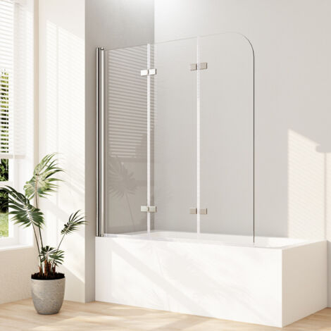 Duschwand für Badewanne 140x140cm Badewannenaufsatz Duschwand Badewanne 3-teilig Faltbar Duschabtrennung Badewanne mit 6mm NANO ESG-Glas