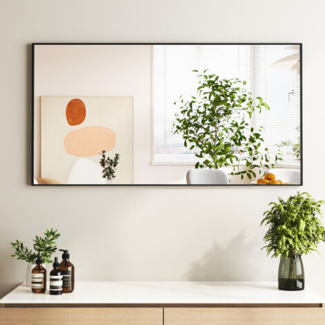 Wandspiegel 70x100 eckig Schwarz mit Alurahmen, Spiegel, für Bad, Flur, Wohnzimmer, Schlafzimmer (1/5)