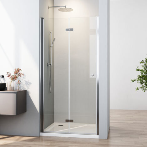 Nischentür Duschabtrennung 120 x 185 cm, 180° Falttür Duschkabine Duschtür Faltbar Duschwand Dusche aus 6mm ESG Glas