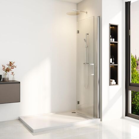 Walk In Duschwand 70x195 cm Falttuer Duschabtrennung Walk In Dusche Drehfalttür Dusche aus 5mm ESG Glas,Sicher und Zuverlässig(Ohne Duschwanne)