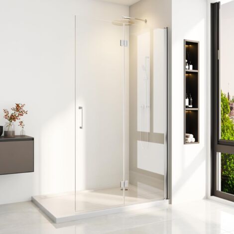 Walk In Duschwand 70x195 cm Falttuer Duschabtrennung Walk In Dusche Drehfalttür Dusche aus 5mm ESG Glas,Sicher und Zuverlässig(Ohne Duschwanne)