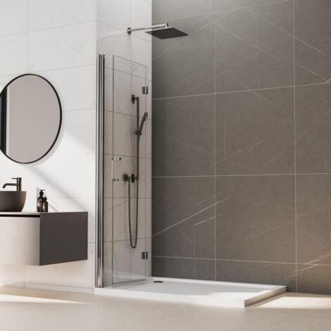 Walk In Duschwand 70x195 cm Falttuer Duschabtrennung Walk In Dusche Drehfalttür Dusche aus 5mm ESG Glas,Sicher und Zuverlässig(Ohne Duschwanne)