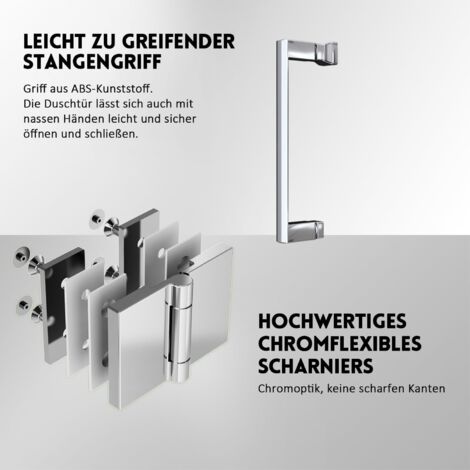 Walk In Duschwand 70x195 cm Falttuer Duschabtrennung Walk In Dusche Drehfalttür Dusche aus 5mm ESG Glas,Sicher und Zuverlässig(Ohne Duschwanne)