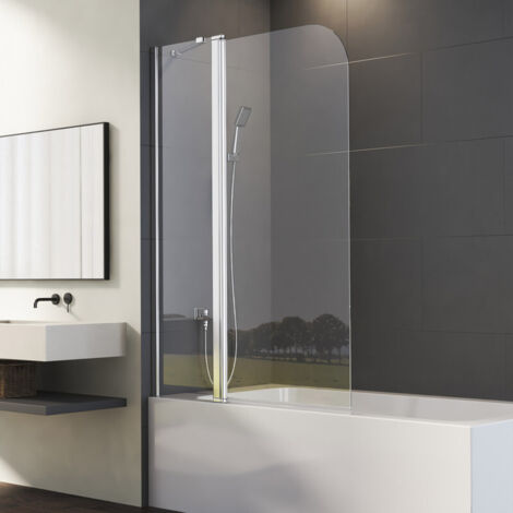 Duschwand für Badewanne 100x140cm Duschwand Badewanne faltbar Duschtrennwand für Badewanne Duschabtrennung Badewanne, Badewannenaufsatz 6mm ESG Sicherheitsglas