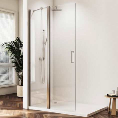Boromal Dusche Walk-in Duschwand 120cm Pendeltür Duschtrennwand, Walk in Duschabtrennung mit fester Segment aus 6mm NANO ESG-sicherheitsglas, Walk in Dusche Höhe 185cm