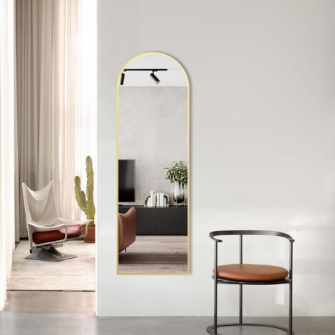 Ganzkörperspiegel 50x150cm Gold Bogen Standspiegel, Groß Wandspiegel mit Gold Rahmen Ankleidespiegel, Bodenspiegel für Schlafzimmer, Wohnzimmer, Flur und Ankleidezimmer (1/5)