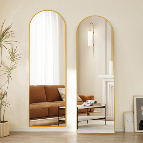 Boromal Ganzkörperspiegel 50x150cm Gold Bogen Standspiegel, Groß Wandspiegel mit Gold Rahmen Ankleidespiegel, Bodenspiegel für Schlafzimmer, Wohnzimmer, Flur und Ankleidezimmer (1/5)