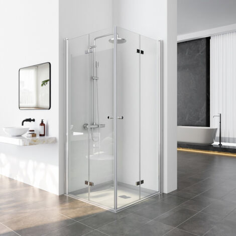 Duschkabine 90x120 cm Falttür Eckeinstieg Duschwand Falttürkabine klappbar Dusche 180º Duschtür Duschabtrennung 6mm ESG Glas Höhe 185cm