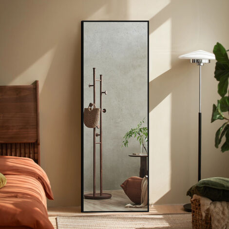 Ganzkörperspiegel 140 x 40 cm Schwarz Spiegel Standspiegel Wandspiegel für Garderobe Schlafzimmer Wohnzimmer, Schwarz