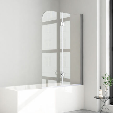 Duschwand für Badewanne 120x140 cm Badewannenaufsatz Duschwand Badewanne 2-teilig Faltbar 6mm NANO ESG-Sicherheitsglas Duschabtrennung Badewanne