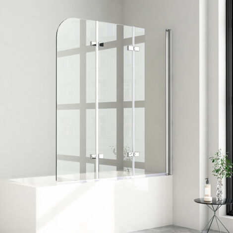 Duschwand für Badewanne 130x140 cm Badewannenaufsatz Duschwand Badewanne 3-teilig Faltbar 6mm NANO ESG-Sicherheitsglas Duschabtrennung Badewanne