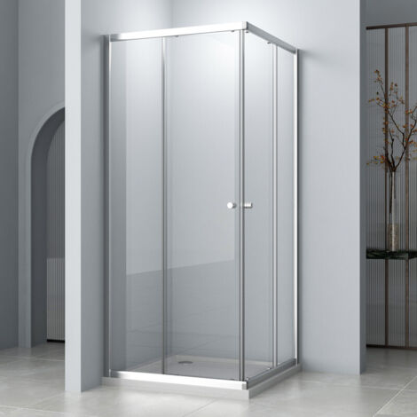 Eckeinstieg Duschkabine 100 x 100 cm Schiebetür Duschabtrennung Duschschiebetür Duschwand Dusche 100x100cm Duschkabine Eckeinstieg aus 6mm ESG Sicherheitsglas, Höhe 185cm