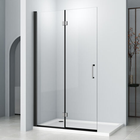 Boromal Walk in Faltbar Schwarz Duschwand 120x195cm Walk-in Falttür Duschabtrennung, Faltbare Dusche Duschkabine Glas mit 6mm Nano ESG-Sicherheitsglas, Duschtrennwand Drehfalttür Duschtür, Schwarz
