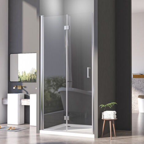 Boromal Nischentür Dusche Duschabtrennung 70x195 cm, 180° Falttür Duschkabine Duschtür Faltbar Duschwand Dusche aus 6mm ESG Nano Glas