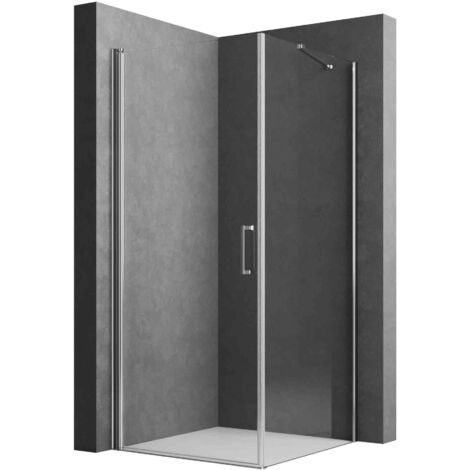 Duschkabine Pendeltür mit Seitenwand 90x90cm Eckeinstieg Glas Dusche Schwingtür Duschabtrennung Duschwand 195cm Höhe Nano (1/5)