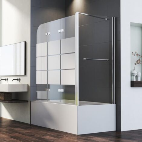 Goezes Duschwand Für Badewanne 3-teilig - 70x120x140cm Mit Sicherheitsglas & Handtuchhalter