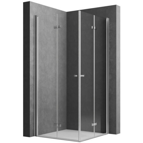 Boromal Duschkabine 120x120 cm Falttür Eckeinstieg Duschwand Falttürkabine klappbar Dusche 180º Duschtür Duschabtrennung 6mm Nano-Beschichtung ESG Glas Höhe 185cm