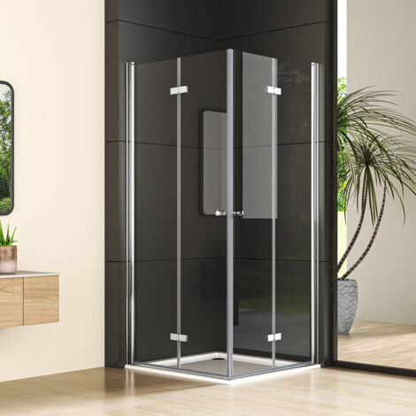Duschkabine Drehfalttür 75x100cm Eckeinstieg mit Doppel Falttüren 6mm ESG Glas 180º Falttürkabine Duschabtrennung Dusche Duschwand Höhe 185 cm ohne Duschtasse