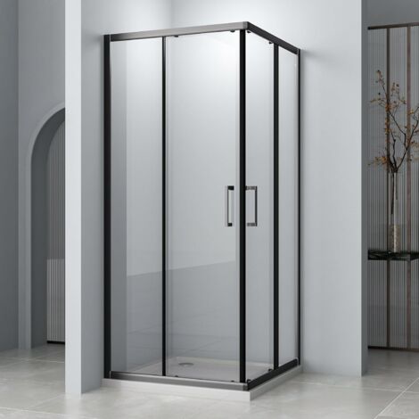 Duschkabine 80x100 Cm – Rechteckig Mit Schiebetür | Sicherheitsglas 5 Mm | In Schwarz | Einfach Zu Montieren