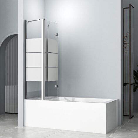 Duschwand Für Badewanne Schwarz 100x140 Cm | Faltbar Mit Sicherheitsglas 6 Mm | Nanobeschichtet & Einfach Zu Montieren