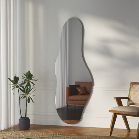 Boromal Standspiegel 60x165cm groß Asymmetrischer Ganzkörperspiegel, Wandspiegel Asymetrischer Wandmontage Standspiegel für Ankleidezimmer, Schlafzimmer, Wohnzimmer, Badezimmer