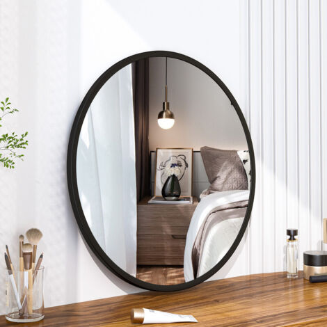 Boromal Rund Spiegel mit Schwarz Metallrahmen HD Wandspiegel aus Glas 100cm für Badzimmer, Ankleidezimmer oder Wohnzimmer Schminkspiegel (1/5)