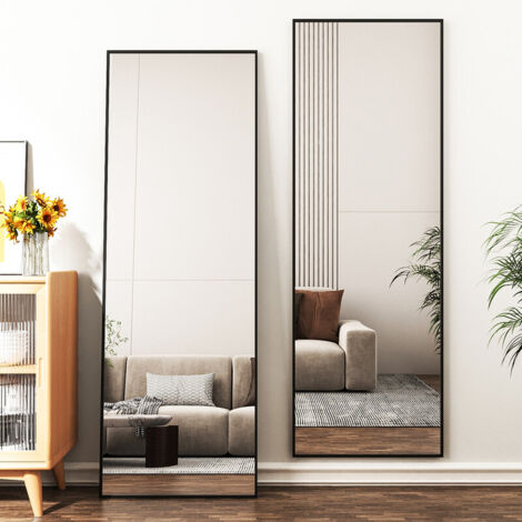 Standspiegel Ganzkörperspiegel Schwarz 50 x 150 cm Spiegel Schwarz Großer Bodenspiegel hängend oder Lehnend an die Wand für Schlafzimmer, Wohnzimmer oder Ankleidezimmer (1/4)