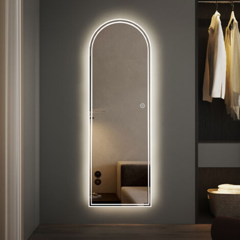 WDWRITTI Ganzkörperspiegel mit Beleuchtung 150 x 50 cm Standspiegel mit Beleuchtung Bogenspiegel Spiegel mit Beleuchtung LED Wandspiegel mit 3 Lichtfarbe Dimmbare + Speicherfunktion (1/5)