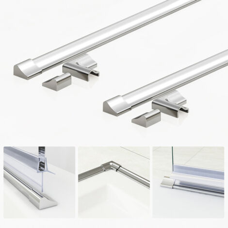 Schwallschutzleiste duschwasserstop 2 Stück 95 cm Aluminium Chrom für die untere Duschdichtung Duschwand Ersatzdichtung Badewanne Wasserabweiser Duschkabine duschdichtung Schwallschutz