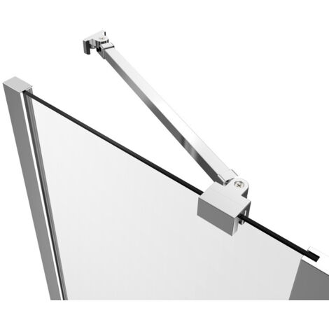 Dusche Stabilisator 50cm, einstellbar für Glasstärken 5-8 mm Stabilisierungsstange Dusche für Duschwand, Duschkabine, Seitenwand Fixiert, Haltestange Duschwand Winkel flexibel Wandmontage, Chrom