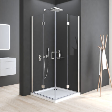 Duschkabine 90x90 cm Falttür Eckeinstieg, Duschkabine 90x90 cm Eckeinstieg Drehfalttür Dusche Duschabtrennung mit 6mm NANO ESG Sicherheitsglas Glas Duschwand, Dusche Falttüren Höhe: 195cm