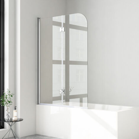 Badewannenaufsatz 100x140 cm Duschwand für Badewanne 2-teilig Faltwand, Badewannenaufsätze Duschtrennwand Badewannenfaltwand Duschabtrennung für Badewanne aus 6mm ESG Sicherheitsglas