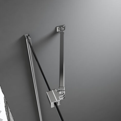 Stabilisator Dusche 50cm, einstellbar für Glasstärken 5-8 mm Stabilisierungsstange Dusche für Duschwand, Duschkabine, Seitenwand Fixiert, Haltestange Duschwand Winkel flexibel Wandmontage, Chrom