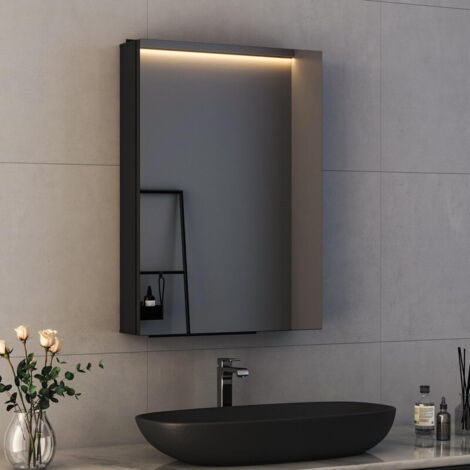 Spiegelschrank Schwarz 40x60 cm Spiegelschrank Bad Spiegelschränke Badschrank Badezimmer Spiegelschrank mit Spiegel und Verstellbare Glasablage