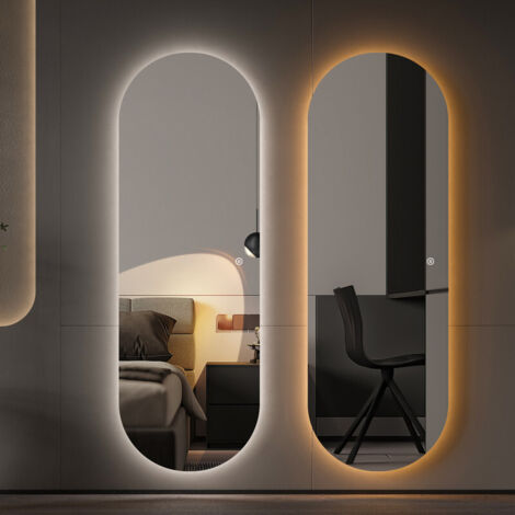 Standspiegel mit Beleuchtung 60 x 160 cm Spiegel mit Beleuchtung Ganzkörperspiegel mit Beleuchtung Größe LED Standspiegel mit Licht Bodenspiegel Ankleidespiegel LED Wandspiegel mit 3 Lichtfarbe Dimmba (1/5)