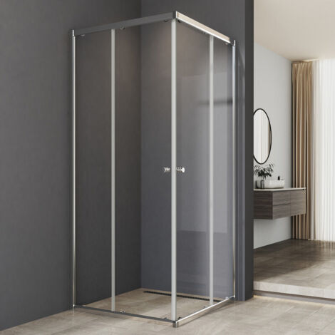 WDWRITTI Duschkabinen 100 x 100 cm Schiebetür Eckeinstieg, Duschkabine 100x100 cm Eckeinstieg Duschabtrennung mit 6mm ESG Sicherheitsglas Glas Duschwand, Dusche Schiebetüren Höhe: 185cm (1/5)