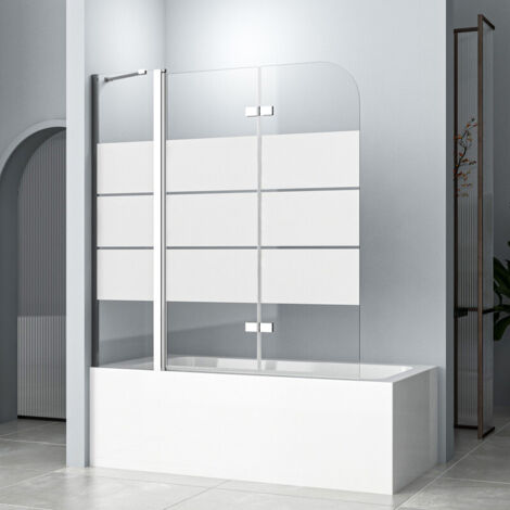Badewannenaufsatz 160x140cm Duschwand für Badewanne 3-teilig faltbar Badewannenaufsatz mit festem segment 6mm ESG Glas Duschwand Badewanne Duschabtrennung Badewanne Duschtrennwand für Badewanne