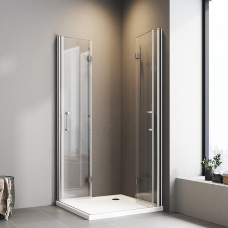 Duschkabine 100x120 cm Eckeinstieg Falttür 180° Rahmenlos Duschabtrennung Drehfalttür Dusche Eckdusche Duschtür Faltbar Duschwand, 6mm Nano Beschichtung ESG Glas, Höhe 195cm (1/5)