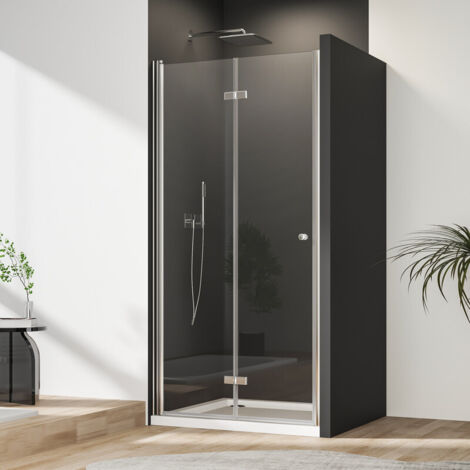 Duschtür Nischentür Duschabtrennung Duschkabine 100x185cm Falttür Dusche Drehfalttür Nische 6mm ESG Glas Faltbar Duschwand (1/5)