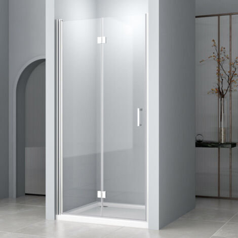 Duschtür Falttür 75 x 195 cm Nischentür Duschabtrennung Duschkabine Falttür Dusche Drehfalttür Nische 6mm NANO ESG Glas Faltbar Duschwand (1/5)