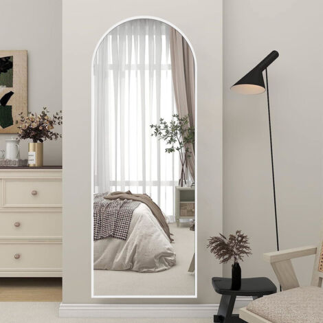 WDWRITTI Standspiegel Weiß 160x50 cm Ganzkörperspiegel, Wandspiegel Weiß für Ankleidezimmer, Schlafzimmer, Wohnzimmer, Friseursalon