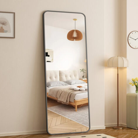 WDWRITTI Standspiegel Schwarz 160x40 cm Ganzkörperspiegel, Wandspiegel Schwarz für Ankleidezimmer, Schlafzimmer, Wohnzimmer, Friseursalon